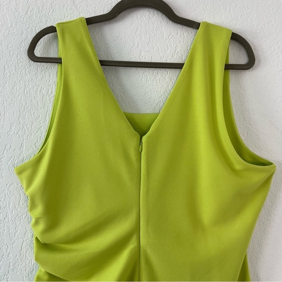 NWT Gibson Latimer Sleeveless Lime Green Ruched Midi Dress Size Large - Picture 5 of 10